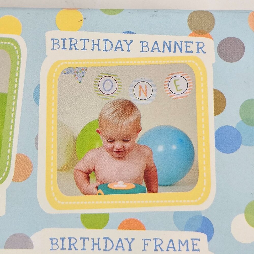 Gibson First Birthday Photo Kit Frame Crown Banner Props Cake Topper Celebration - Picture 5 of 7